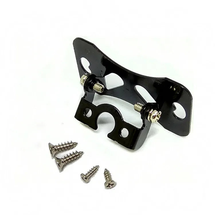 Black universal in-car camera holder with adjustable angle on a metal bracket
