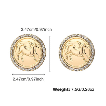 Exquisite Pegasus coin necklace and earrings set in an antique-inspired design, showcasing intricate relief carvings of the mythical winged horse from ancient Greek legend.