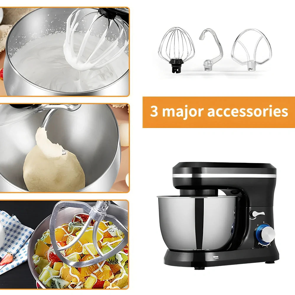 Black Chef's Cream Blender Stand Mixer on desktop, 501-1000W power, 3 gears for stirring and egg beating