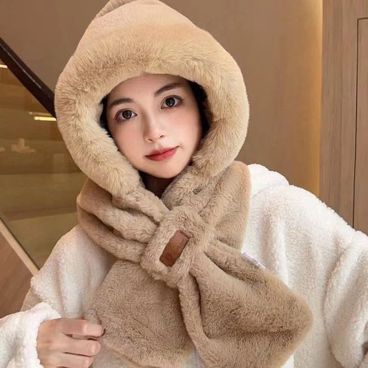 Cycling fleece-lined warm hat with ear protection in khaki, beige, pink, and grey