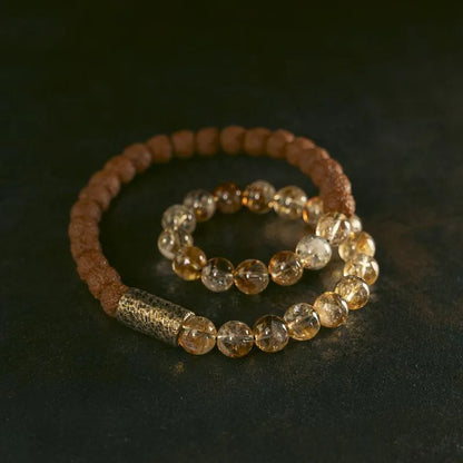Retro-style LCD double circle bracelet with natural citrine stones for boys and girls jewellery