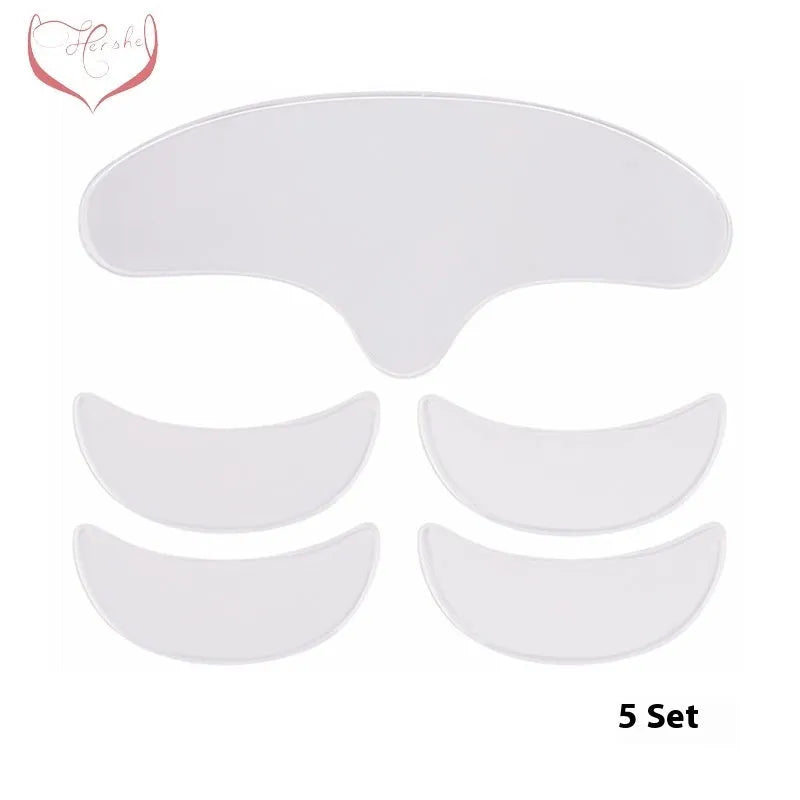 Transparent TPU silicone anti-wrinkle patches set with neck sticker, T-shape, heart and triangle designs