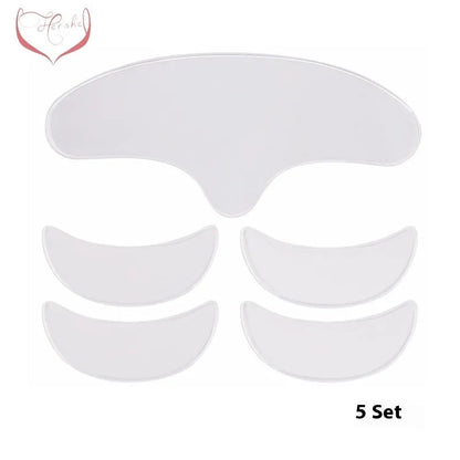 Transparent TPU silicone anti-wrinkle patches set with neck sticker, T-shape, heart and triangle designs