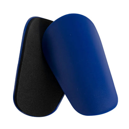 PU mini shin guards for football and running in black, white, red, and blue colours