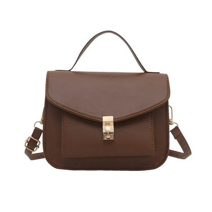 A horizontal square-shaped PU leather shoulder messenger bag in a choice of colours, showing the document compartment interior.