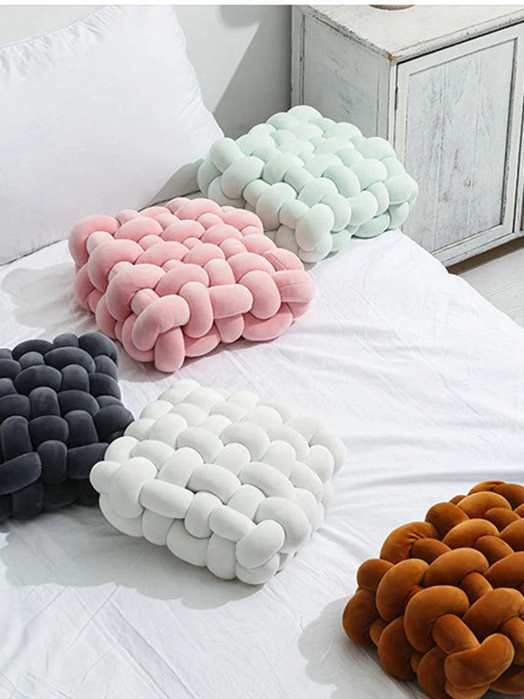 Creative Home Woven Square Plush Cushion in various colours with novel weaving design