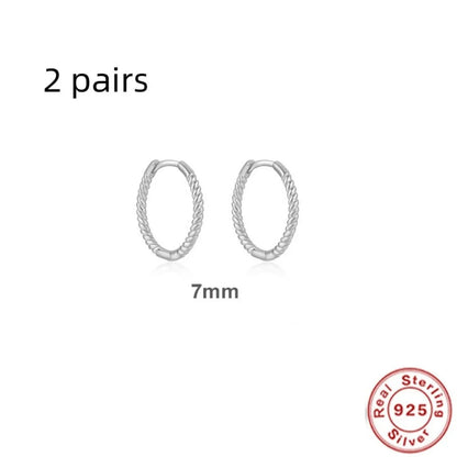 Sterling silver twisted string round ring earrings in gold or platinum colour