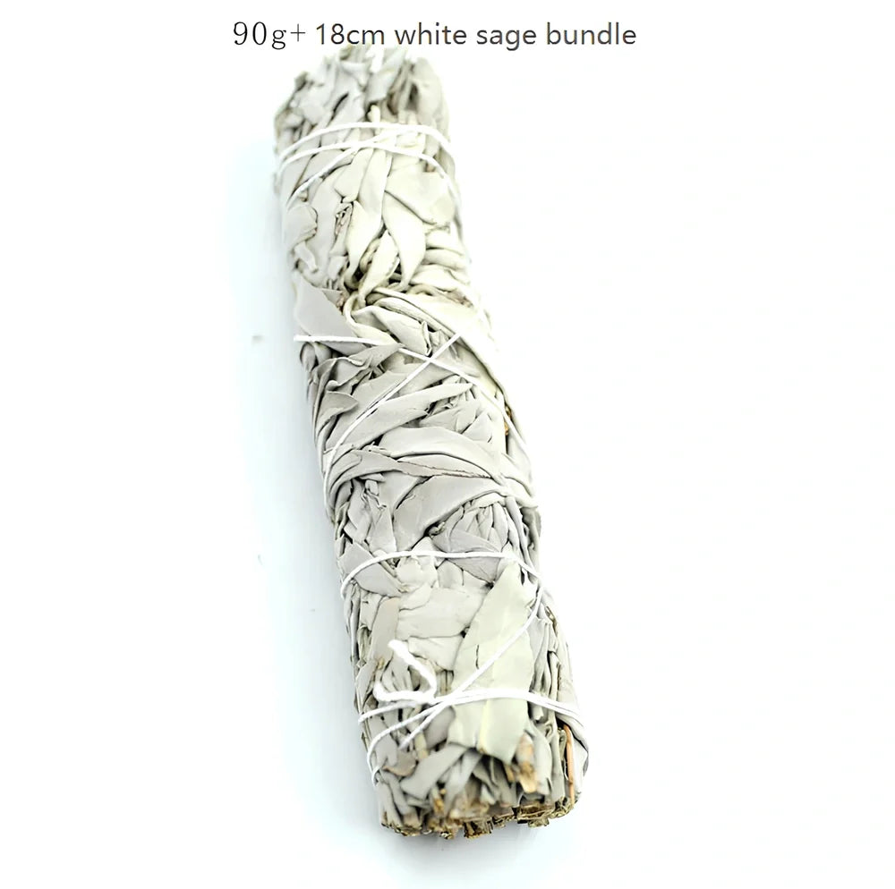 Natural white sage bundle measuring 18cm long with 3.5cm diameter for space purification