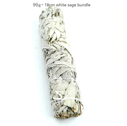 Natural white sage bundle measuring 18cm long with 3.5cm diameter for space purification