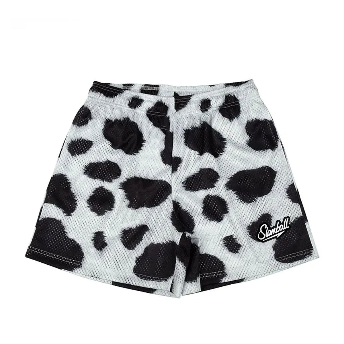 Men's leopard print quick-dry polyester sports shorts for basketball and fitness training