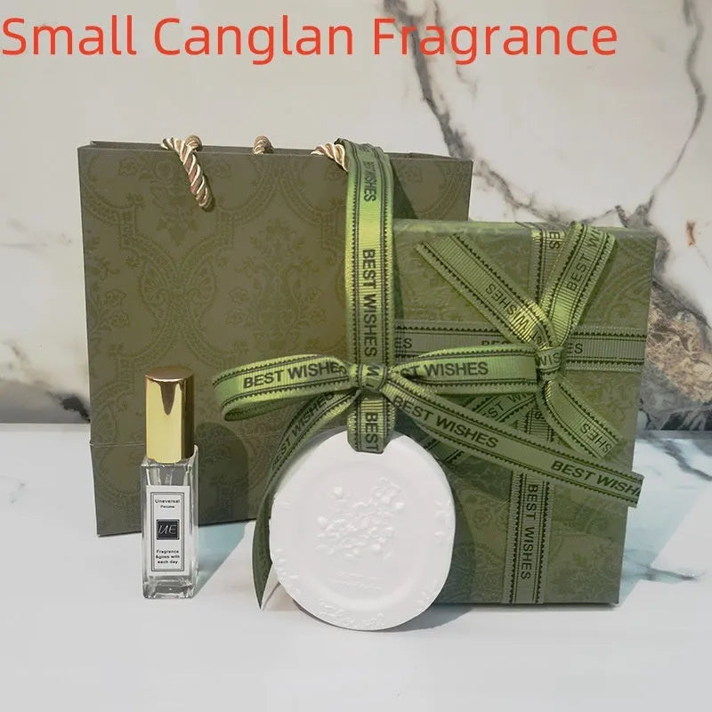 Car aromatherapy fragrant stone pendant with essential oil bottle on gift box