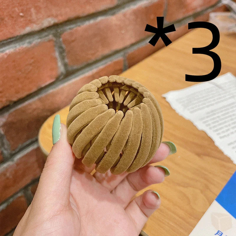 Velvet bird's nest hair ring hairpin in various colors for high ponytails