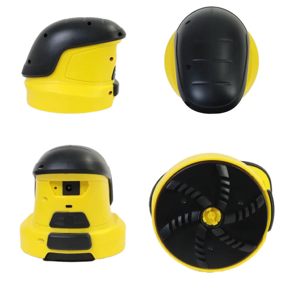 Yellow cordless electric snow scraper with USB charging cable for car window ice removal
