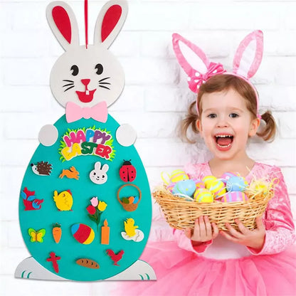 DIY Felt Bunny Pendants with detachable alphabet Easter ornaments for creative play