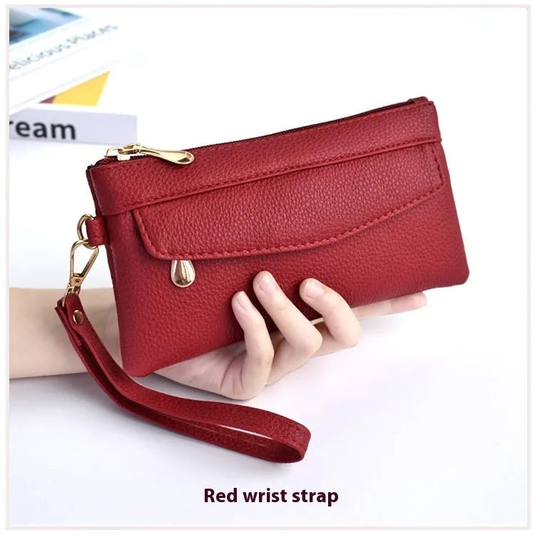 Soft surface square PU crossbody bag and clutch with internal zipper pocket in various colours.