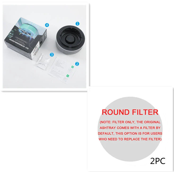 Sleek car ashtray with automatic air purifier that eliminates smoke and odors, keeping your vehicle fresh and clean.