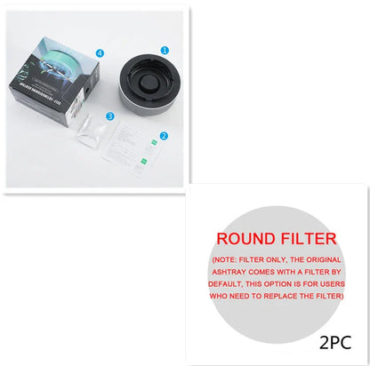 Sleek car ashtray with automatic air purifier that eliminates smoke and odors, keeping your vehicle fresh and clean.