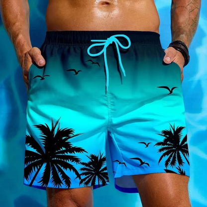 Men's ethnic style swimming trunks with loose board fit in polyester fabric