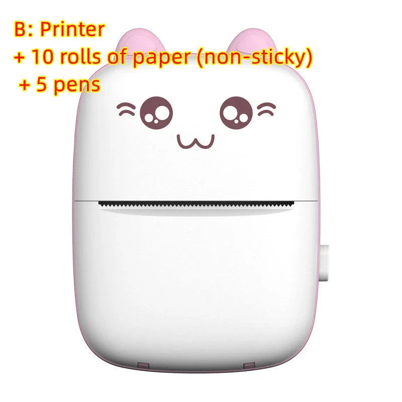 A compact, portable Bluetooth wireless photo printer for mobile devices, featuring high-quality thermal printing, rechargeable battery, and easy app connectivity.