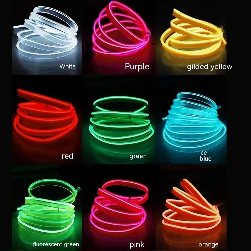 Car ambient light kit showing 6-metre LED light cable and USB driver for interior vehicle lighting.