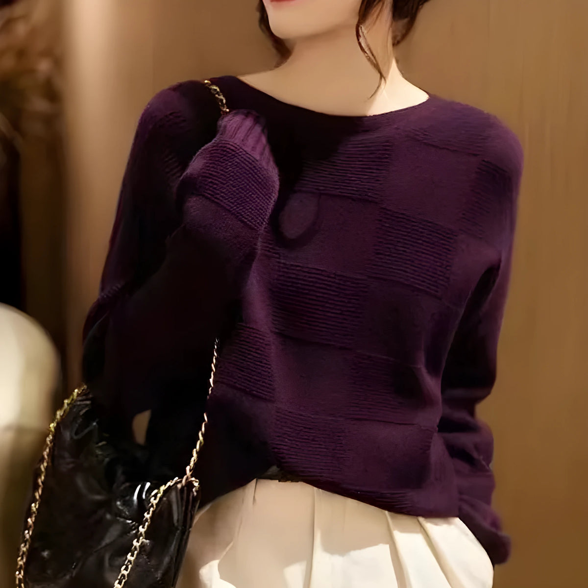 Seamless loose knit pullover jumper in green, orange, coffee, purple or black, sizes S to XL