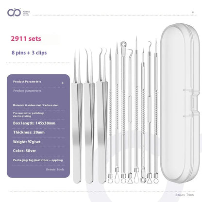 Four metal acne needles with ultra fine pointed tips for precise spot treatment skincare