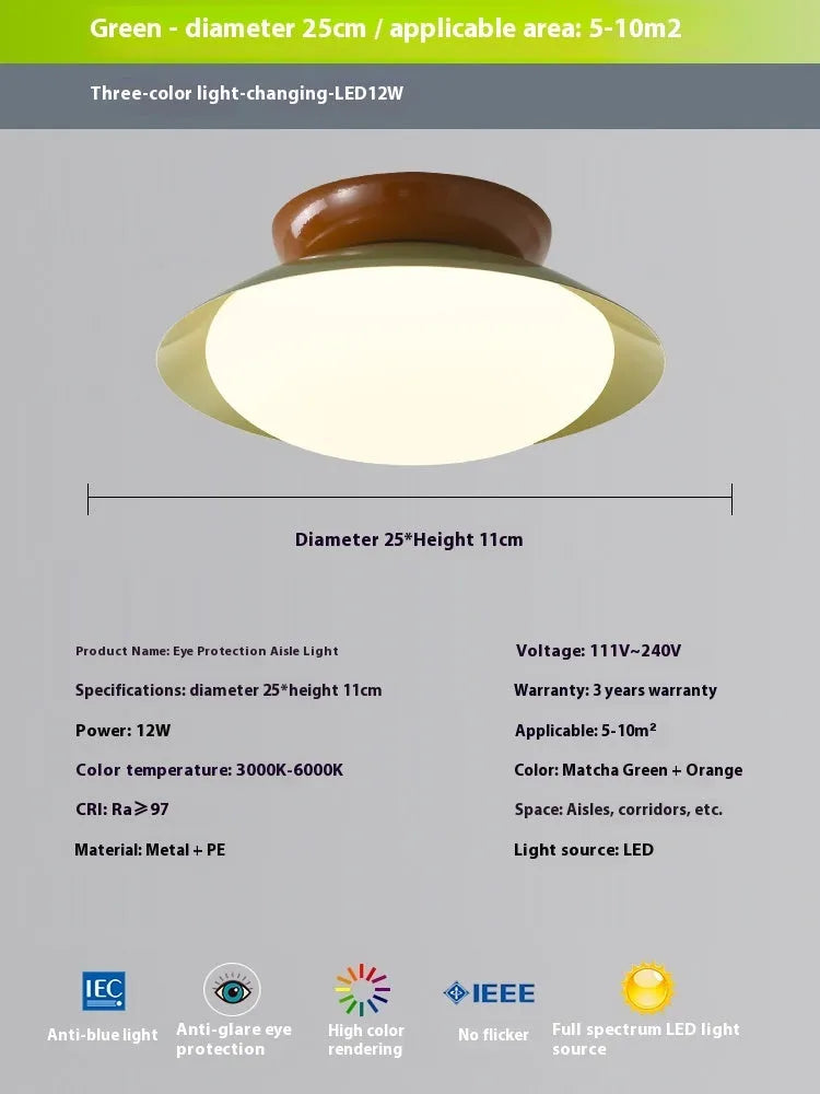 Flying saucer ceiling lamp in cream style with iron shade, available in 25cm or 45cm diameter and six colours