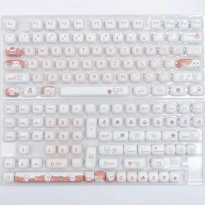 Cartoon dessert cat MOG round key cap with sublimation printing for mechanical keyboards