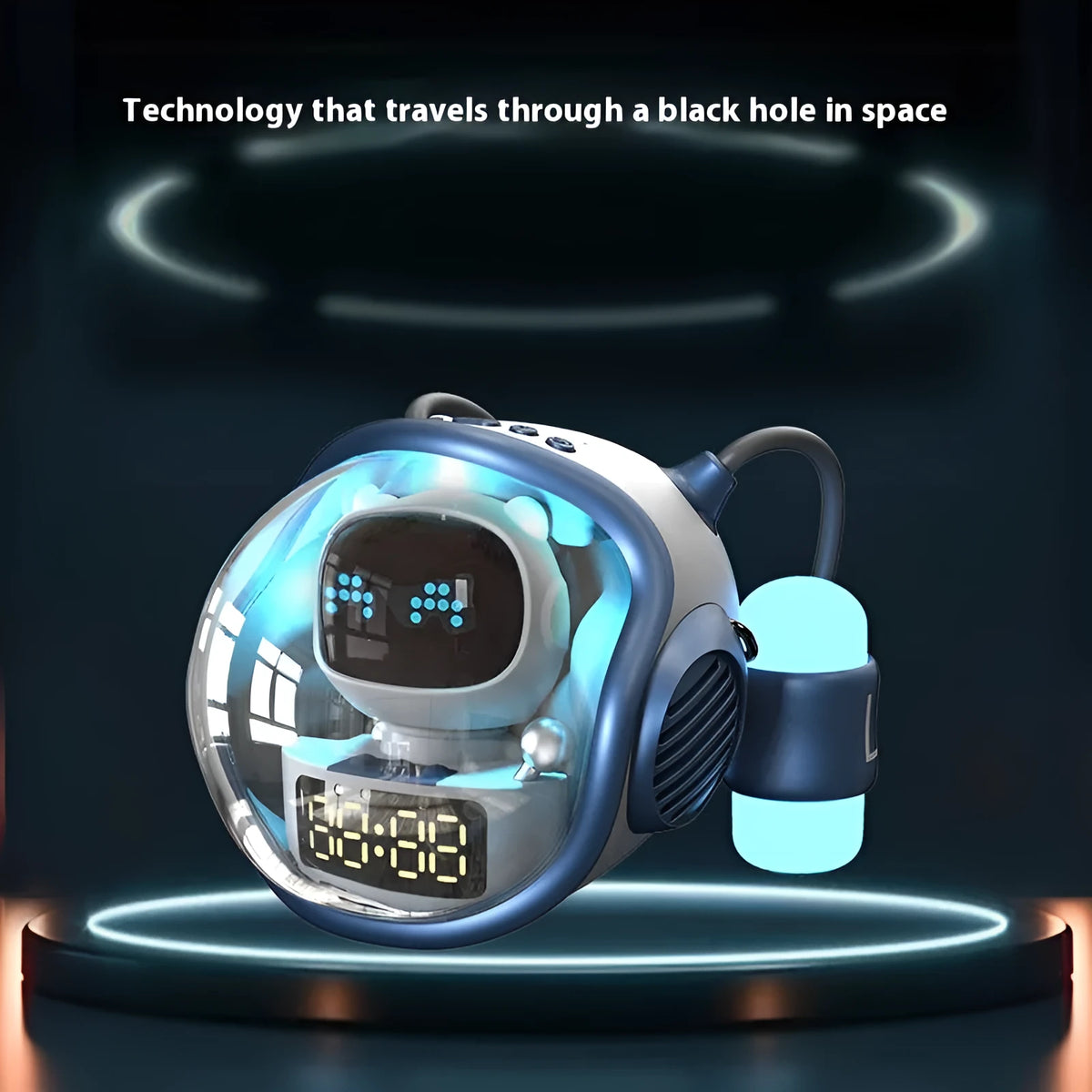 M60 spaceship Bluetooth speaker in white or pink with AI voice conversation and rhythm ambience light