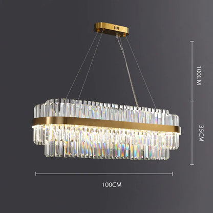 Multi-head crystal ceiling chandelier with stainless steel construction and adjustable height