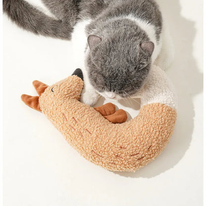 Cartoon fox and duckling pet chew toys made from teddy velvet fabric with sound paper components