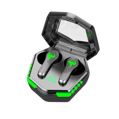 Black N35 wireless Bluetooth in-ear gaming headset with earbuds shown on a dark background.