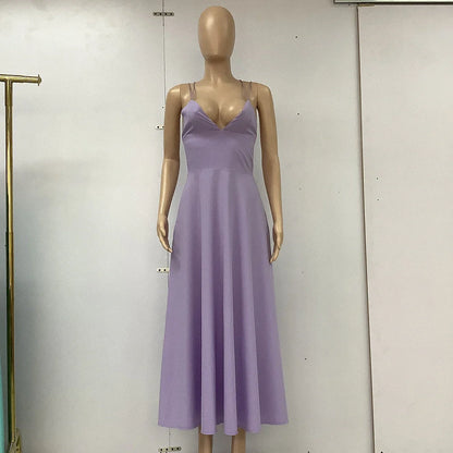 Elegant V-neck dress with adjustable straps, available in a range of vibrant colours for stylish summer wear