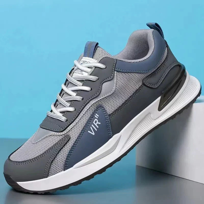Stylish and breathable mesh sneakers with a unique color block design, suitable for casual wear and athletic activities.