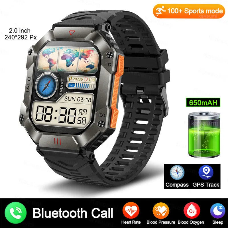 Android GPS fitness women's smart watch with titanium alloy case, waterproof design, AI voice and Bluetooth calling, available in colours including black, brown leather, gold steel and orange
