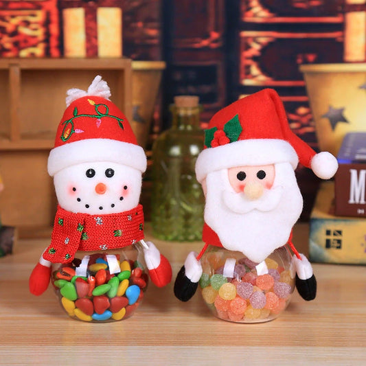 Christmas Candy Jar with festive toy lid for holiday treat storage
