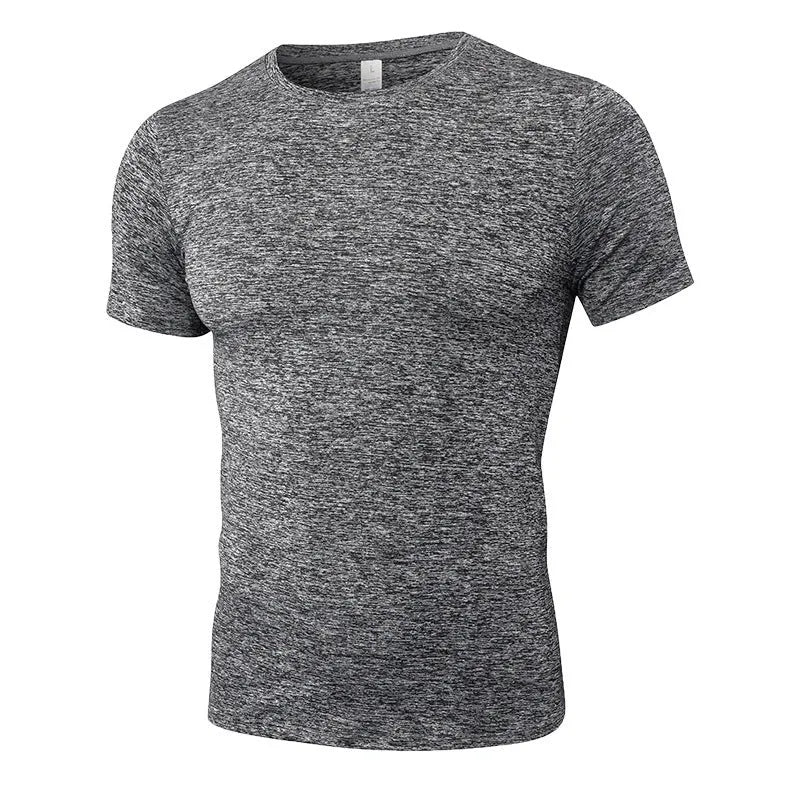 Men's stretch quick drying short-sleeved polyester fitness shirt in multiple colour options