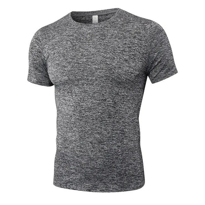 Men's stretch quick drying short-sleeved polyester fitness shirt in multiple colour options