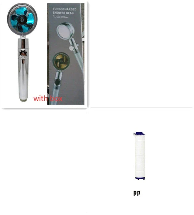 360° Rotating Shower Head with Built-In Fan - Premium ABS Plastic Construction, Water-Saving High-Pressure Spray