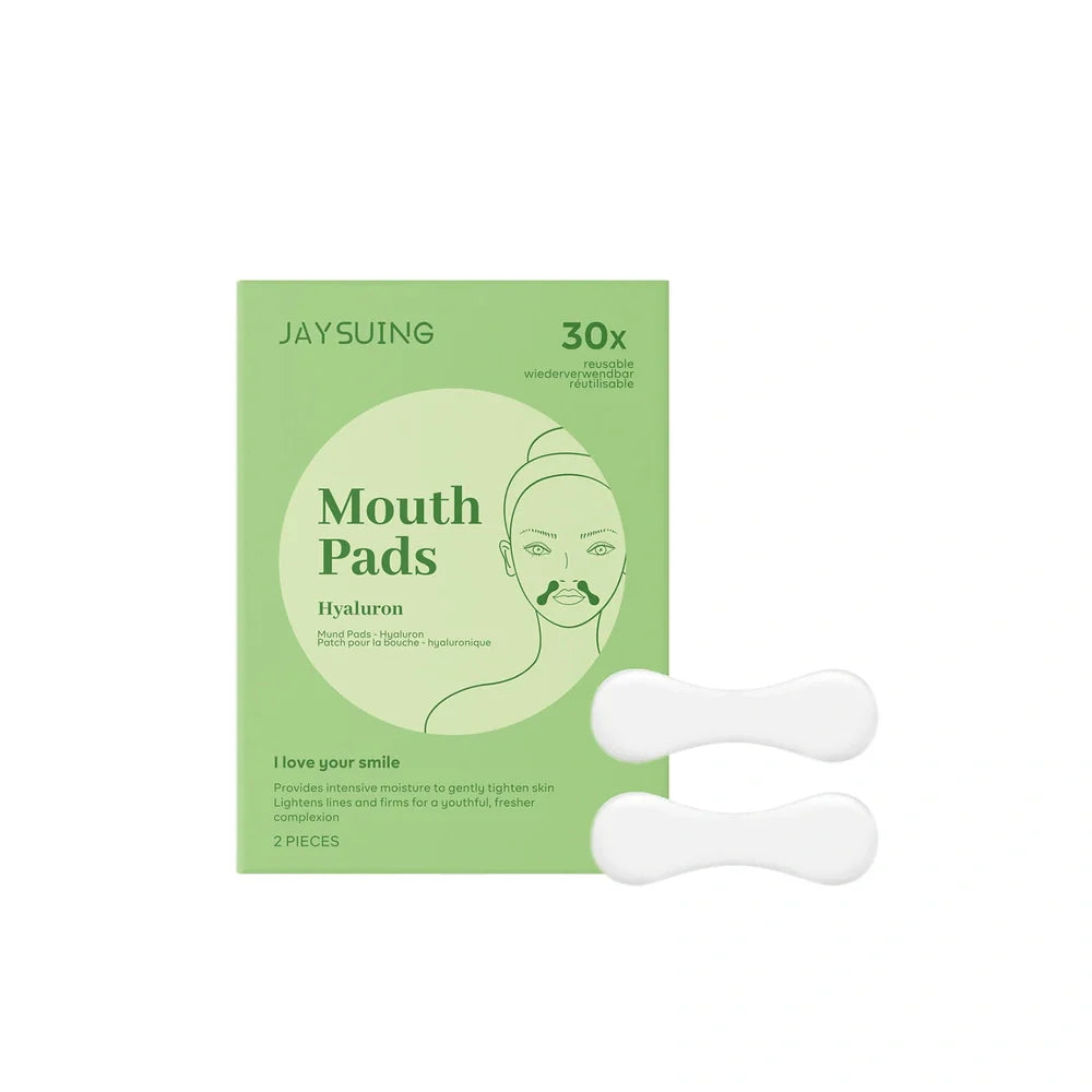 Two facial firming patches showing 4.7cm by 7.8cm dimensions with hyaluronic acid and collagen formulation