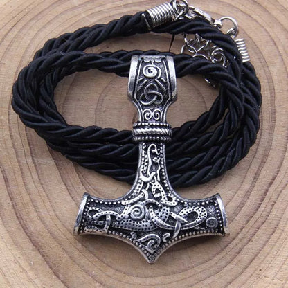 Thor's Hammer Mjolnir pendant, gold-plated steel die cast, 43x32mm, Viking amulet, no chain