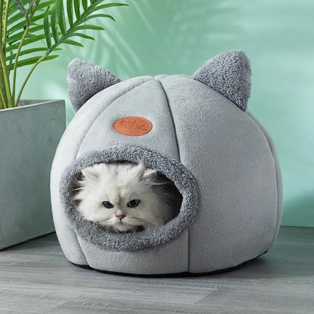 Fully enclosed winter cat nest sofa bed with soft cushion in large size