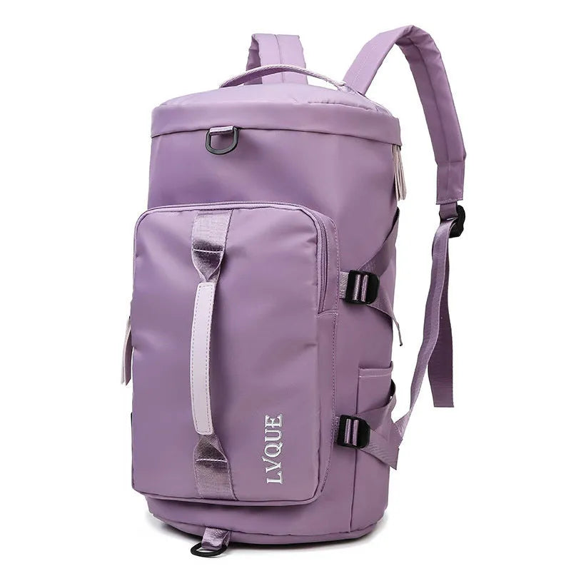 Black waterproof 3-in-1 convertible nylon backpack showing shoe compartment and combination lock.