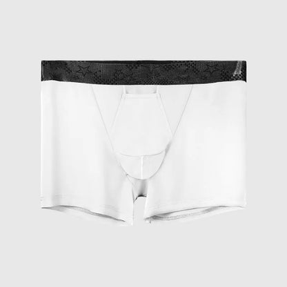 Men's ice silk nylon boyshorts in black, grey, blue, white, and light blue colours