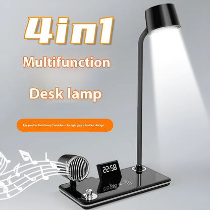 Intelligent wireless charging lamp with digital display time showing white or black colour options