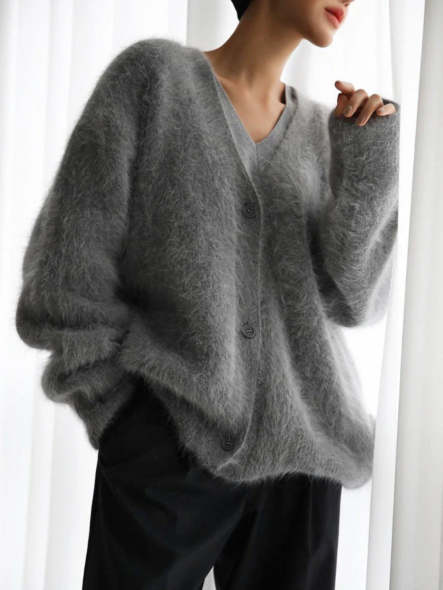 Stylish V-Neck Button-Up Cardigan Sweater in a variety of colors for women's casual and dressy outfits