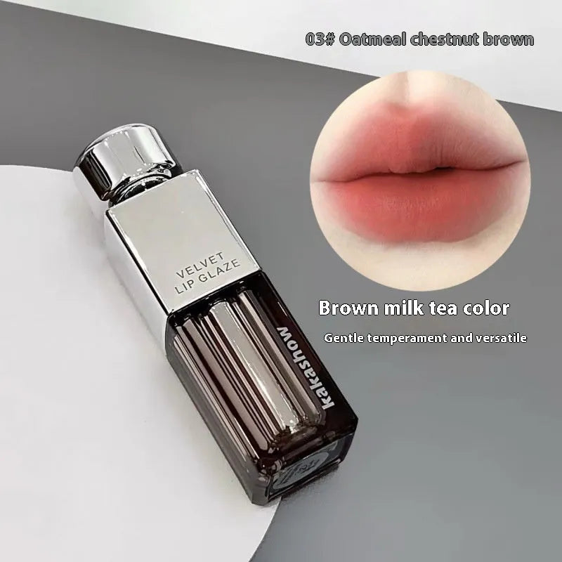 Matte soft mist lipstick in six velvet shades including cream smoked apricot and cherry frost