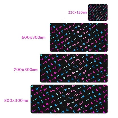 Character mouse pad with printed design on rubber surface, available in multiple sizes from 300x600mm to 300x800mm