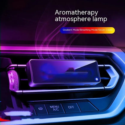 Black car air vent aroma diffuser with LED lighting and fragrance sticks