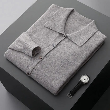 Men's long sleeve collar button shirt in standard wool yarn, regular fit, six colours, sizes S to 2XL